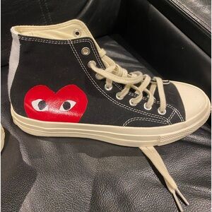 Like New Black High-Top Converse with Heart - Size - Women’s 10.5